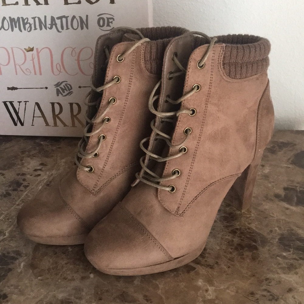 Fashions Nova Suede Lace Up Boots Size 10